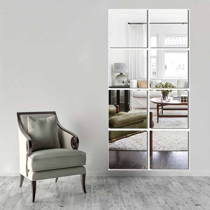 EleganceTiles - 8 Stilsäkra Självhäftande Spegelplattor för Heminredning