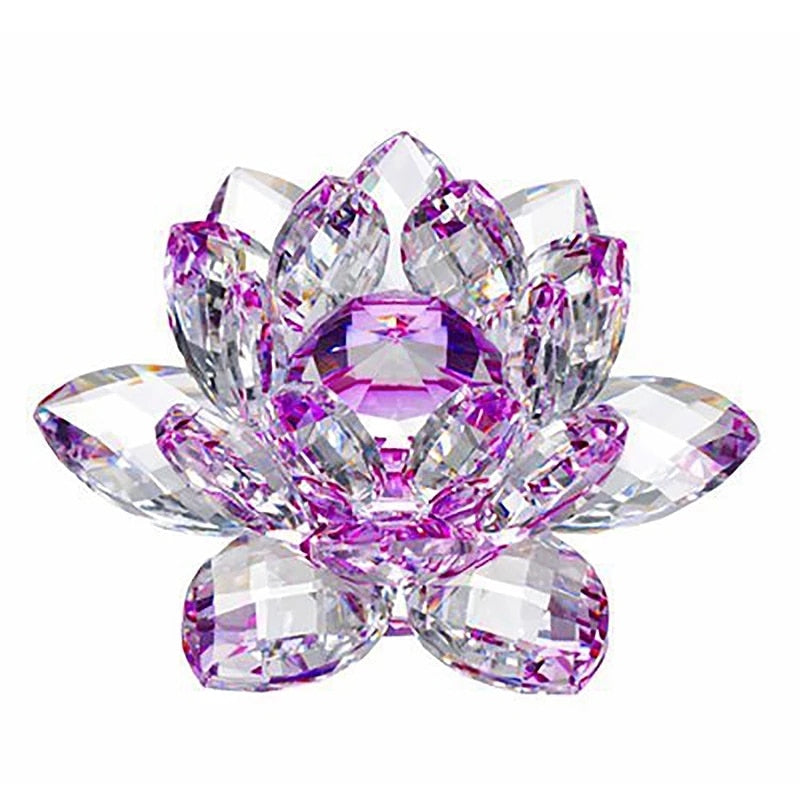 80Mm Kvarts Kristaller Lotus Blomma Hantverk Glas Fengshui Smycken Helande Kristaller Hem Fest Wicca Dekor Yoga Gåvor Souvenir