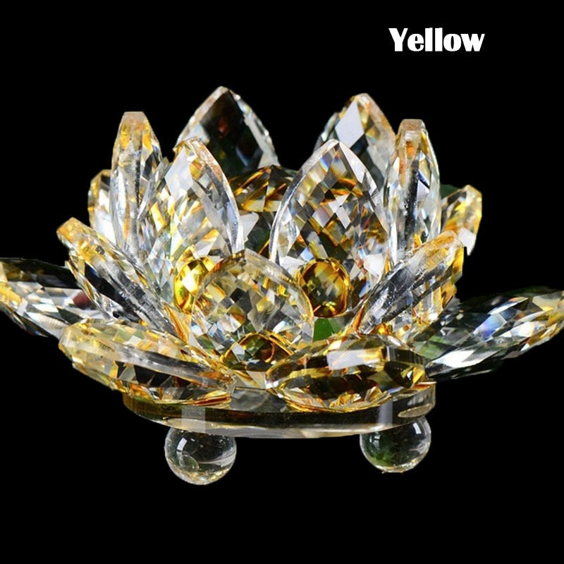 80Mm Kvarts Kristaller Lotus Blomma Hantverk Glas Fengshui Smycken Helande Kristaller Hem Fest Wicca Dekor Yoga Gåvor Souvenir
