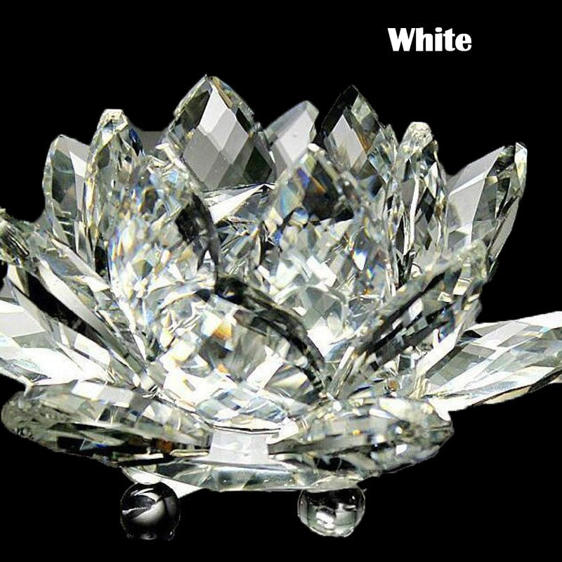 80Mm Kvarts Kristaller Lotus Blomma Hantverk Glas Fengshui Smycken Helande Kristaller Hem Fest Wicca Dekor Yoga Gåvor Souvenir