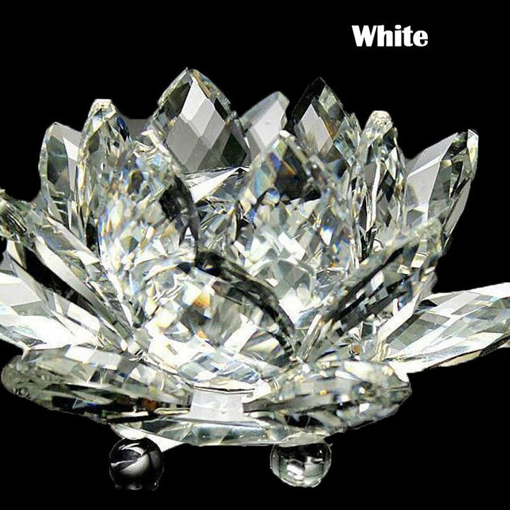 80Mm Kvarts Kristaller Lotus Blomma Hantverk Glas Fengshui Smycken Helande Kristaller Hem Fest Wicca Dekor Yoga Gåvor Souvenir