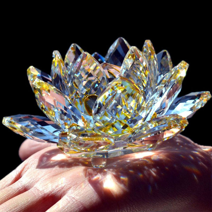 80Mm Kvarts Kristaller Lotus Blomma Hantverk Glas Fengshui Smycken Helande Kristaller Hem Fest Wicca Dekor Yoga Gåvor Souvenir