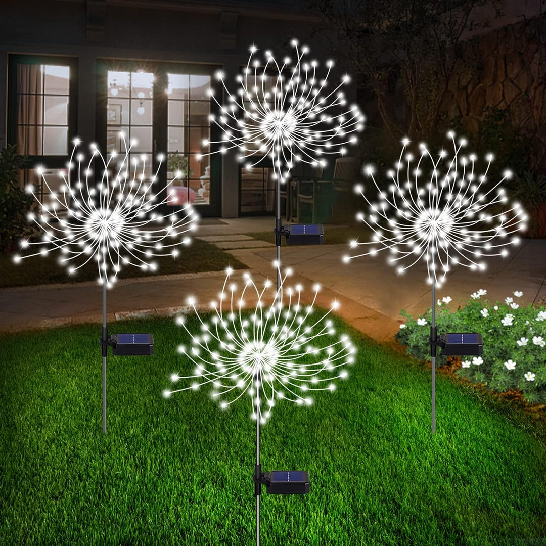 4-delars solenergi fyrverkerilampor för trädgården - Väderbeständig LED-dekorativ belysning, solenergi för trädgård och uteplats