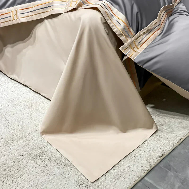 Lyxigt Satinbomull Duvet Täcke Set för Sovrum