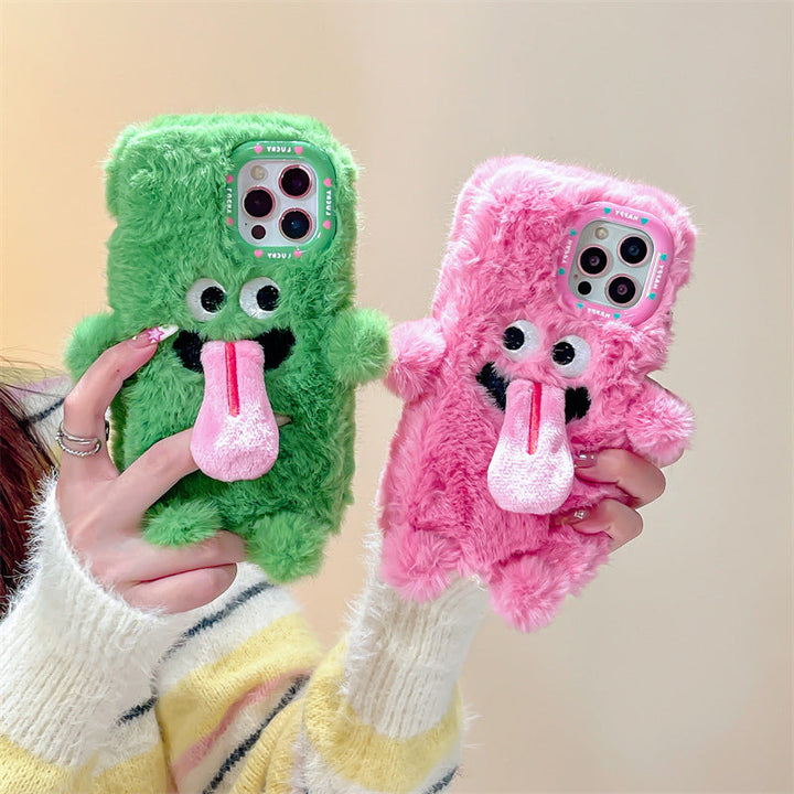 Rolig Plush Telefonfodral med Utstickande Tunga för iPhone