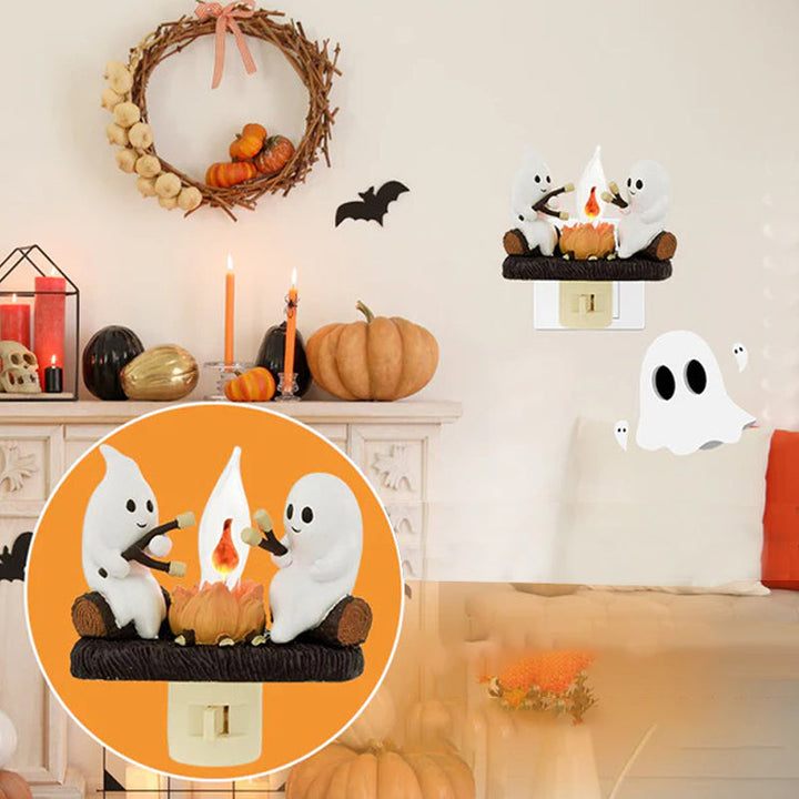 Spöklika Lägereld Blinkande Nattlampa