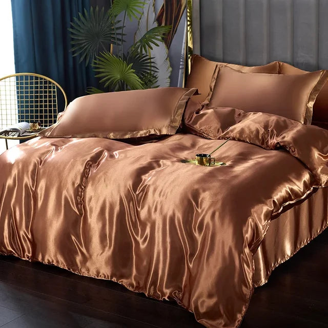Lyxigt Siden Satin Sängkläder Set - SilkElegance