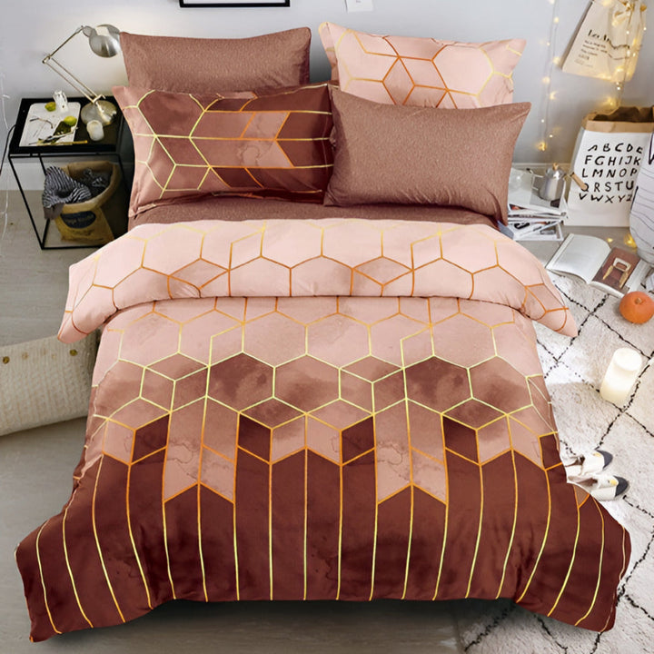 Golden Cosmo Hive | 3-delade Duvet-set