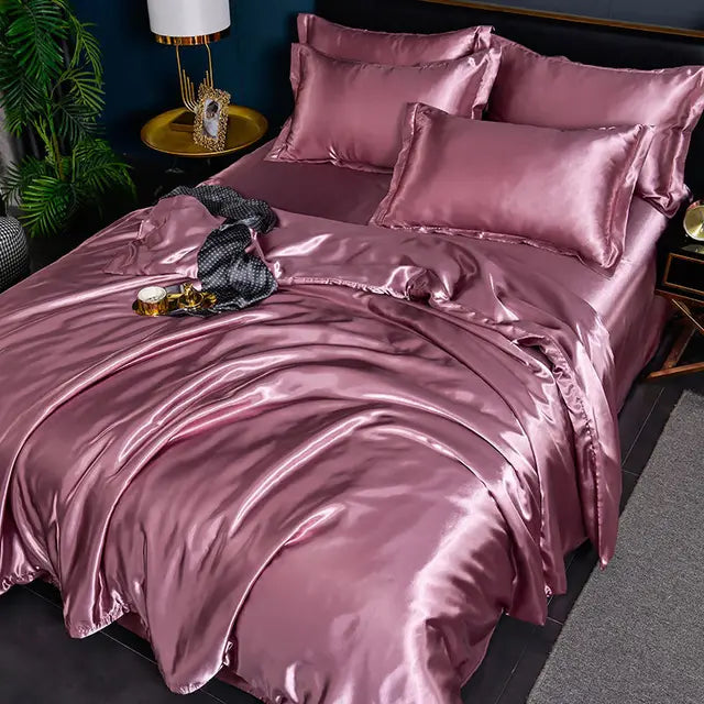 Lyxigt Solid Satin Täcke - SilkSerenity