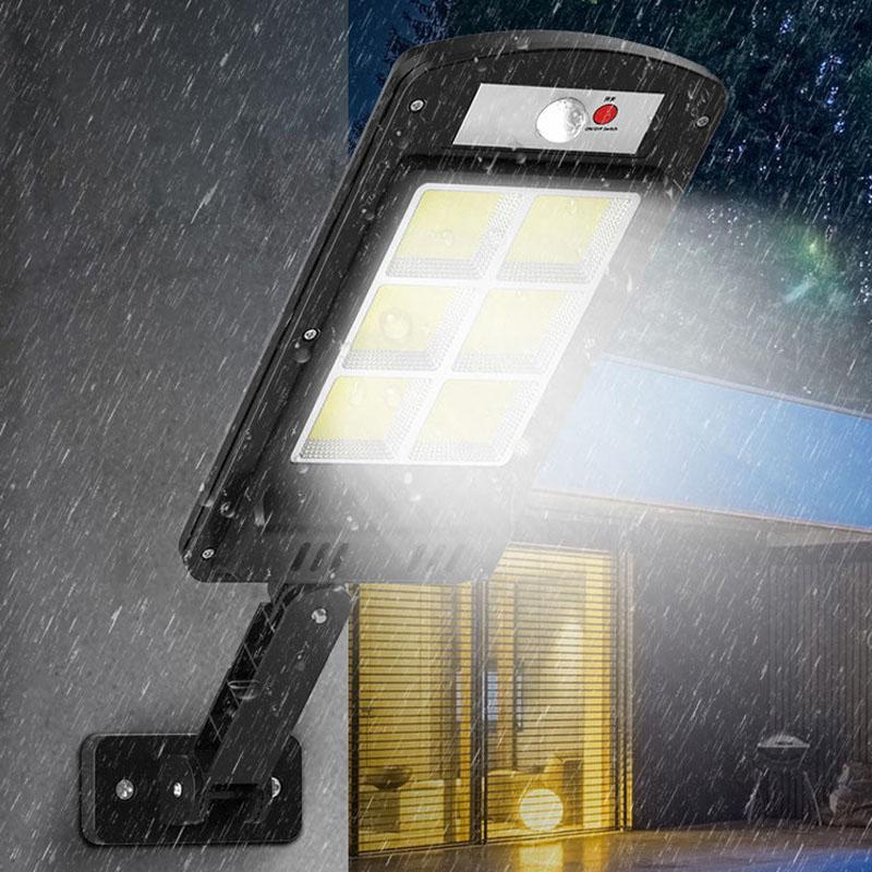 200W Utomhus Solar LED Lampa med Fjärrkontroll, Rörelse- och Skymningssensor