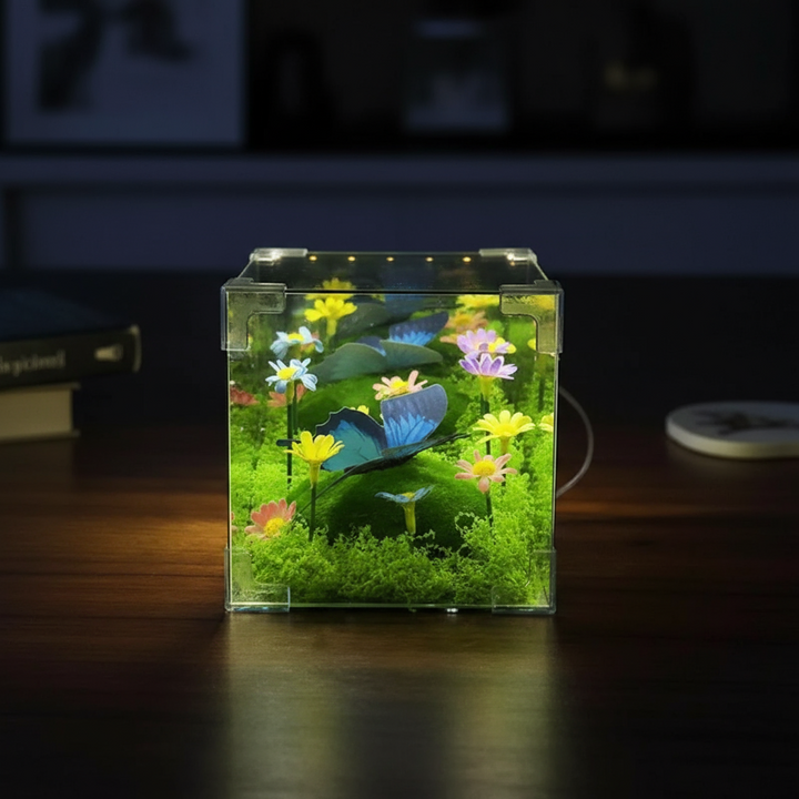LED Fjäril Trädgård Kub Nattlampa Dekor