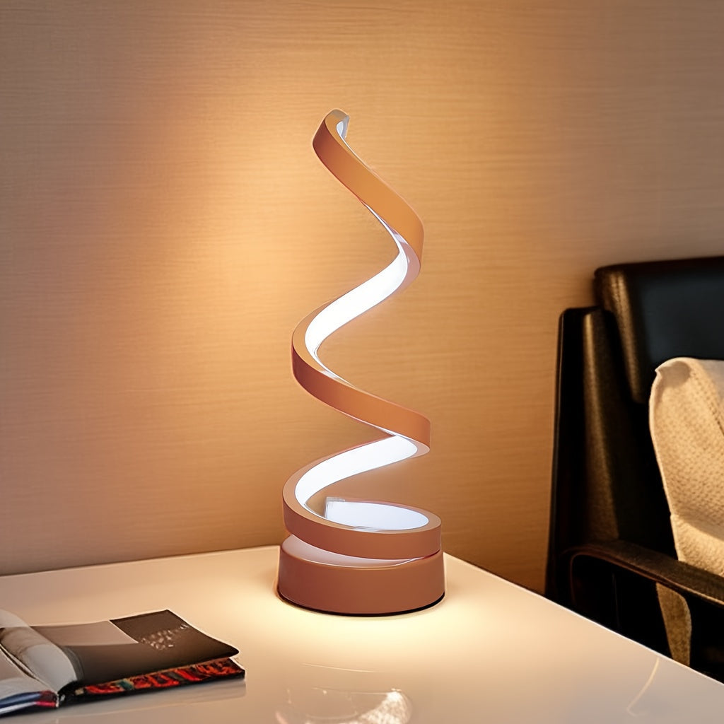 Modern Spiral Table Lamp – Kreativ LED Skrivbordslampa med Mjuk Varmt Ljus, Perfekt för Sovrum, Vardagsrum och Studier