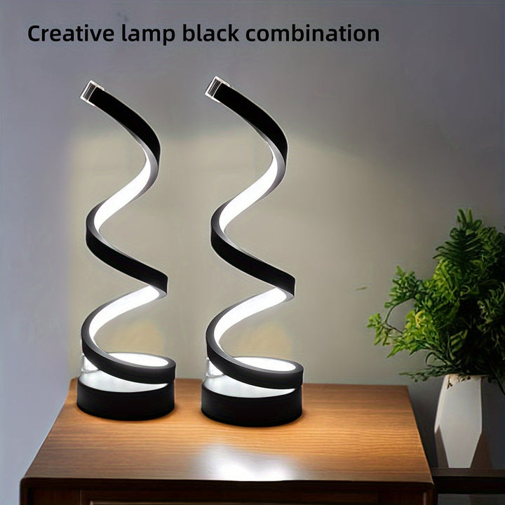 Modern Spiral Table Lamp – Kreativ LED Skrivbordslampa med Mjuk Varmt Ljus, Perfekt för Sovrum, Vardagsrum och Studier