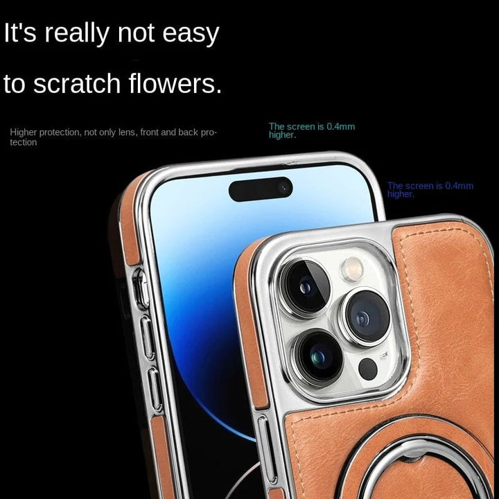 Lyxigt Läder Osynlig Ställ iPhone Fodral