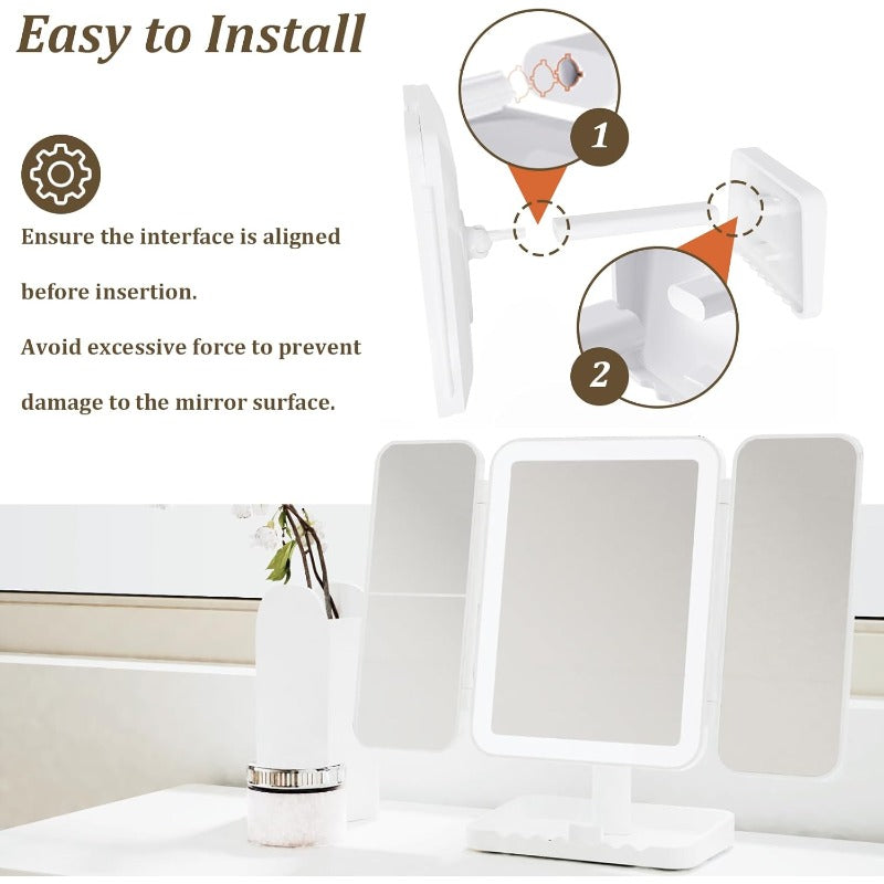 Tri-Fold LED Sminkspegel