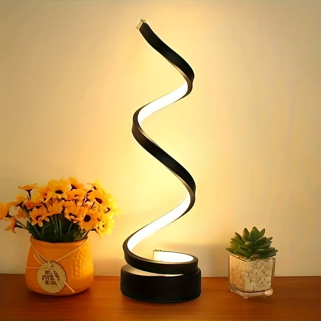 Modern Spiral Table Lamp – Kreativ LED Skrivbordslampa med Mjuk Varmt Ljus, Perfekt för Sovrum, Vardagsrum och Studier