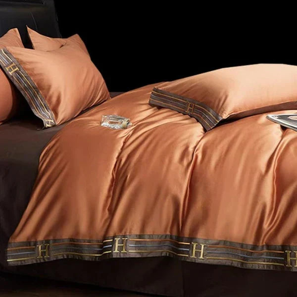 Lyxigt Satinbomull Duvet Täcke Set för Sovrum