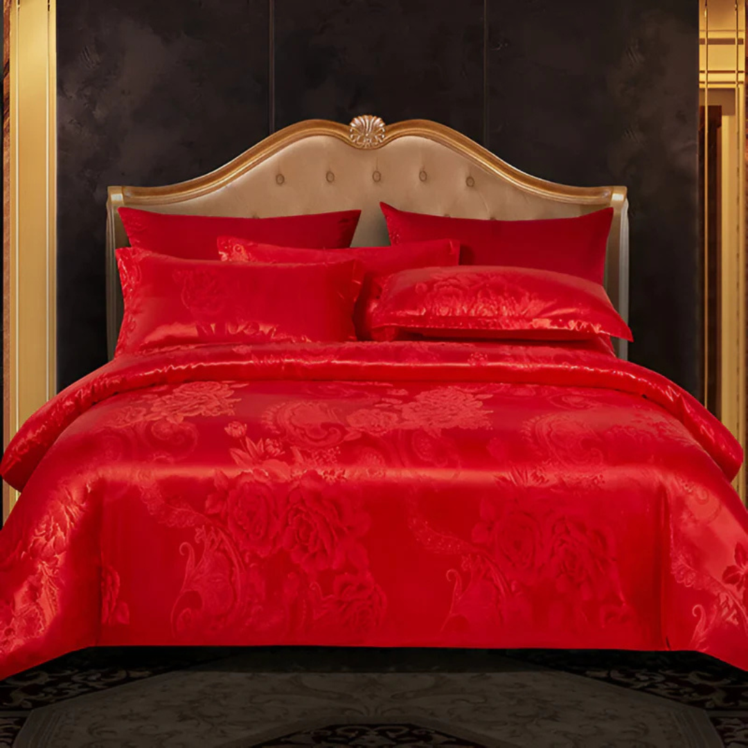 Ljuvlig Satin Duvet Cover med Blommönster