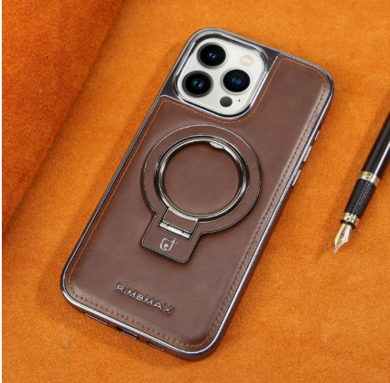 Lyxigt Läder Osynlig Ställ iPhone Fodral