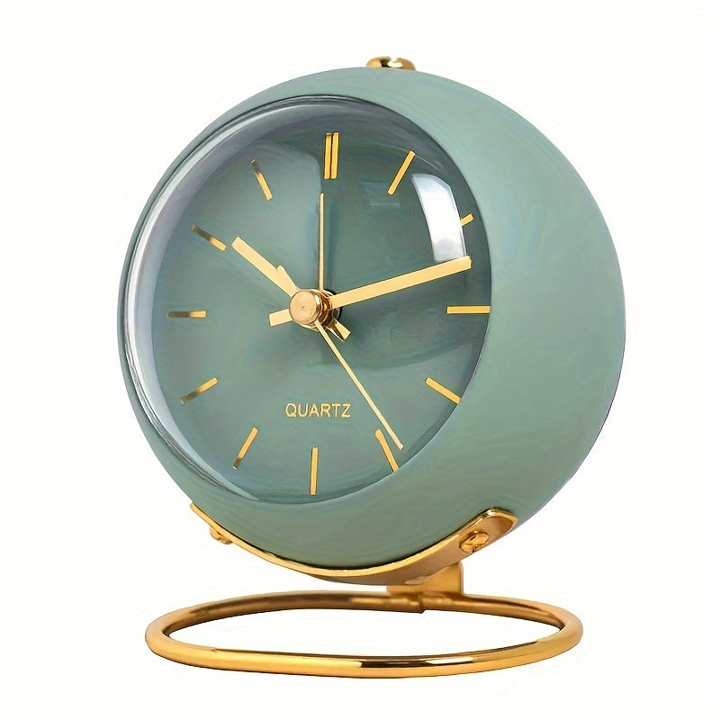 Buzzley Retro Tyst Väckarklocka – Vintage Metall Analog Klocka med Nattljus