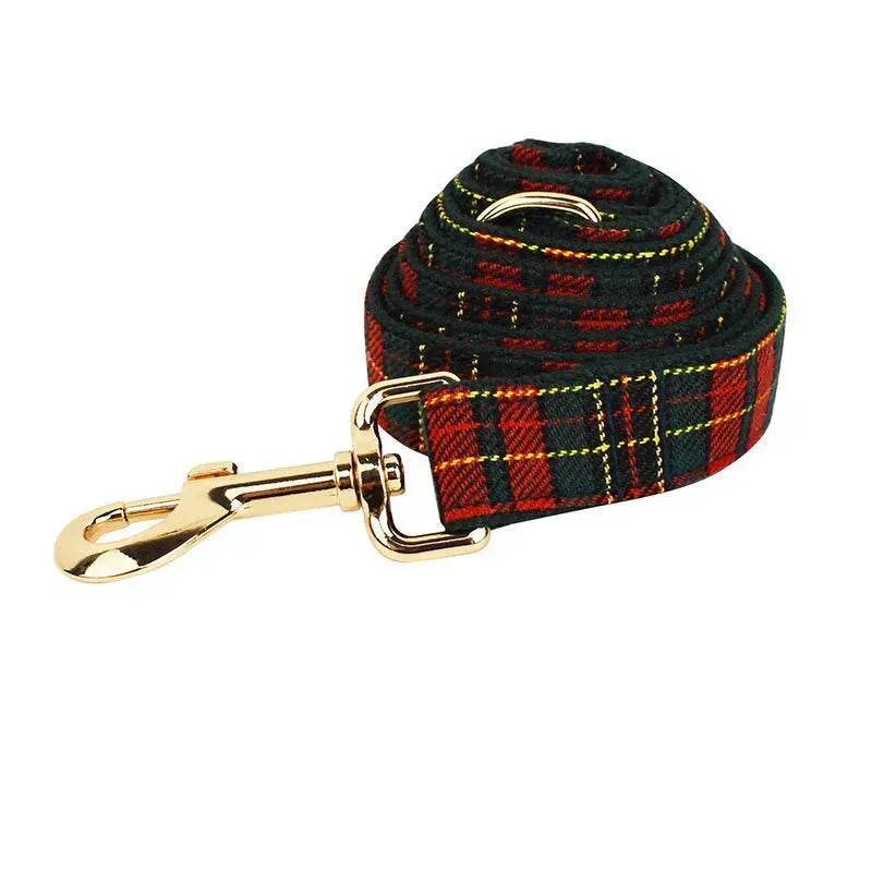 Julhundhalsband Rutig Med Grön Bakgrund Hund Rep Koppel Set