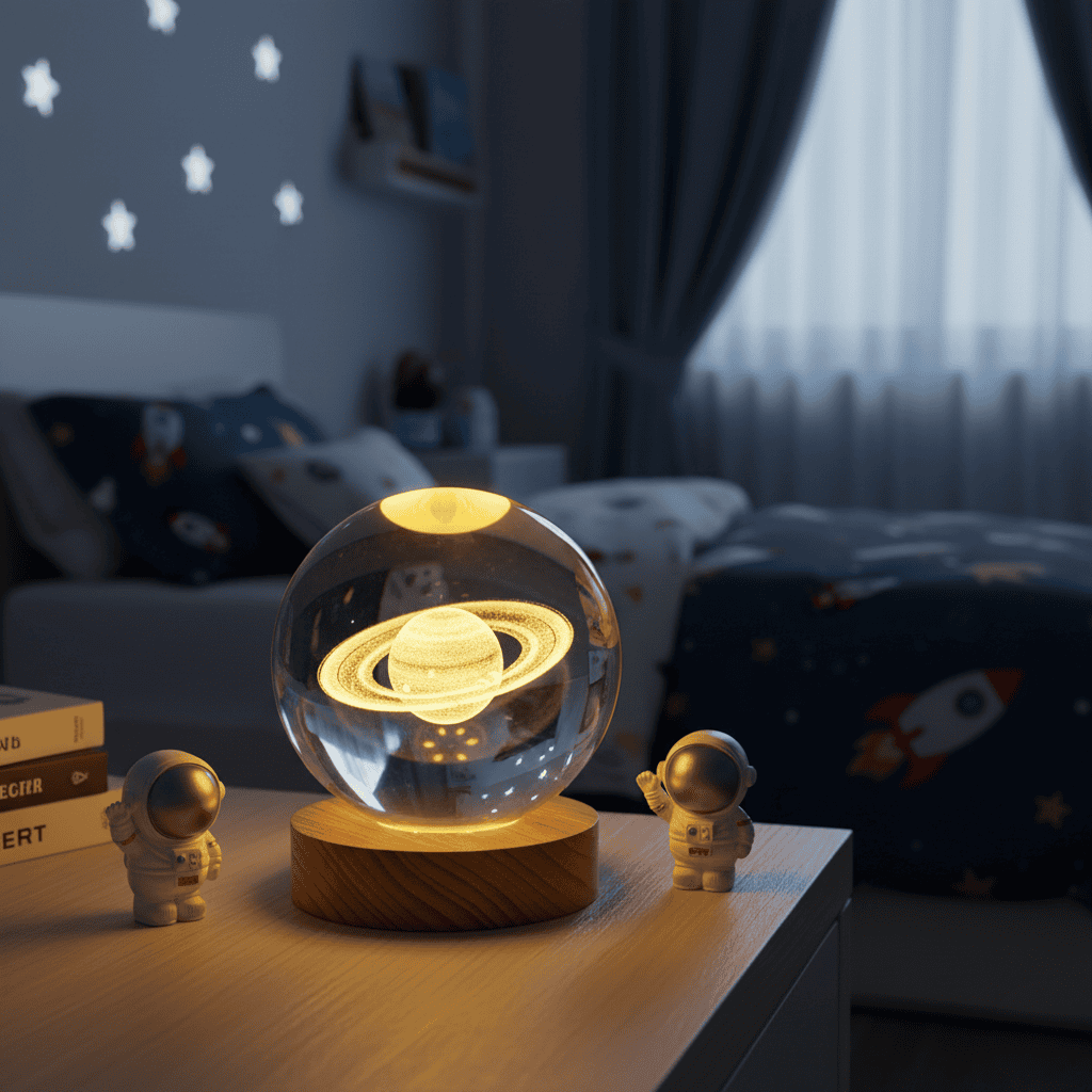 Elegant 3D LED Nattlampa med Glittrande Stjärneffekt