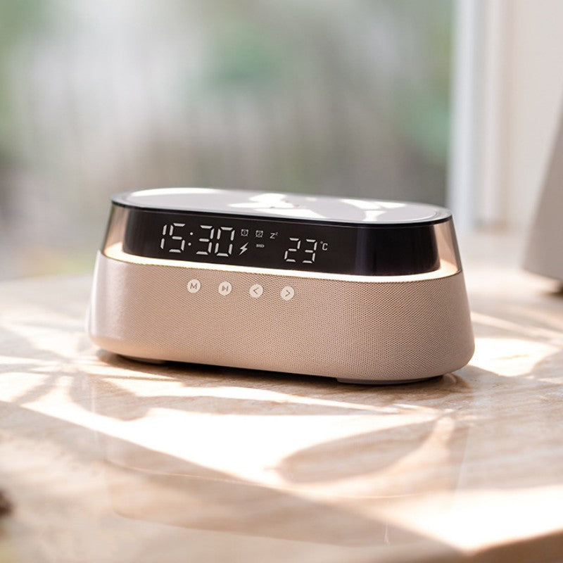 Nattlampa Trådlös Laddningsväckarklocka Retro Bluetooth Högtalare