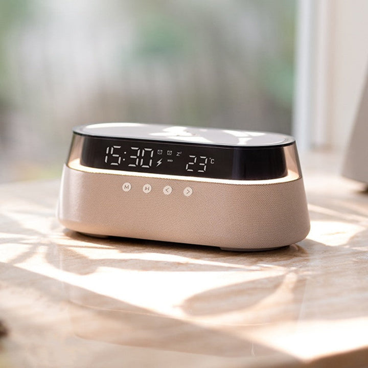 Nattlampa Trådlös Laddningsväckarklocka Retro Bluetooth Högtalare