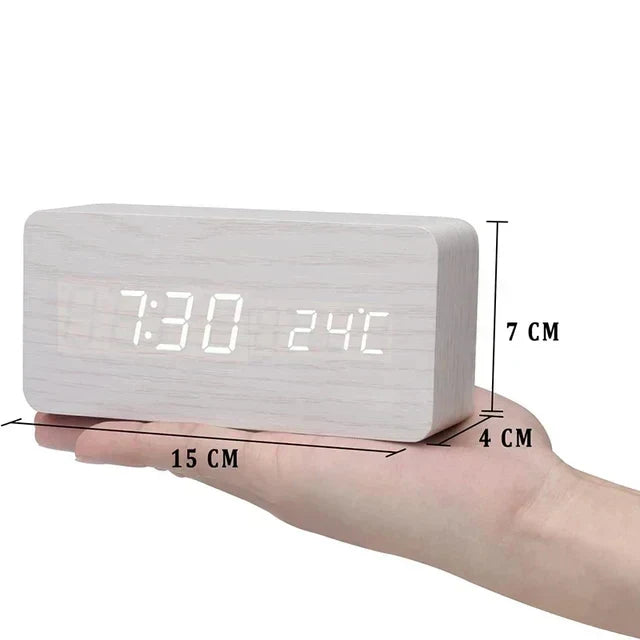 Charms | Digital Träklocka med Alarm | Inkluderar Temperaturvisning