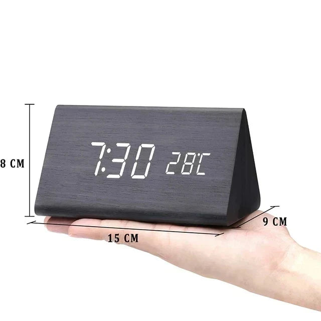 Charms | Digital Träklocka med Alarm | Inkluderar Temperaturvisning