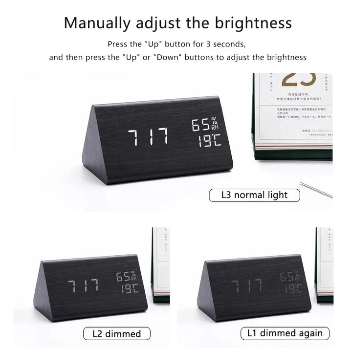 Charms | Digital Träklocka med Alarm | Inkluderar Temperaturvisning
