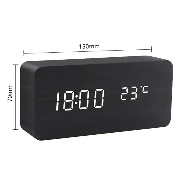Charms | Digital Träklocka med Alarm | Inkluderar Temperaturvisning