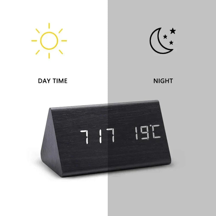 Charms | Digital Träklocka med Alarm | Inkluderar Temperaturvisning