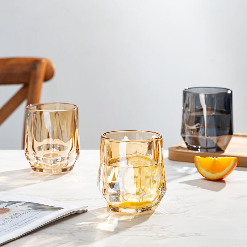 Amber hexagonala glas koppar