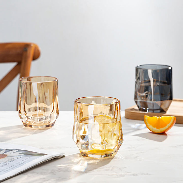 Amber hexagonala glas koppar