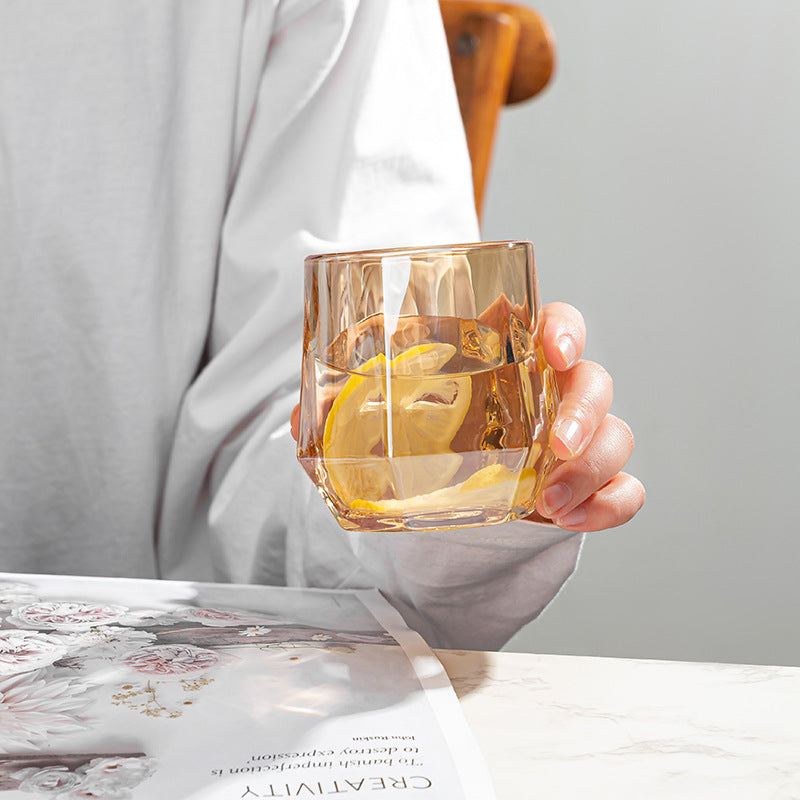 Amber hexagonala glas koppar