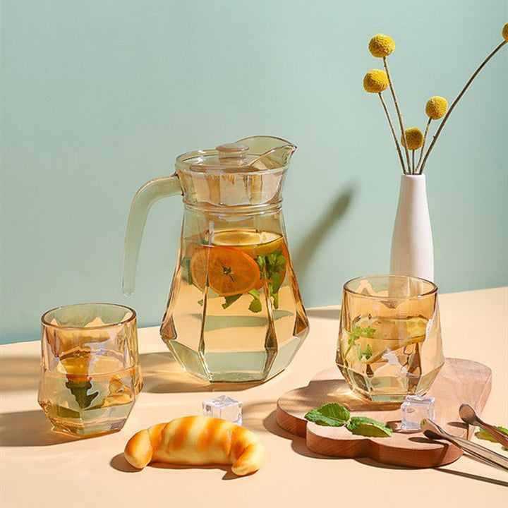 Amber hexagonala glas koppar