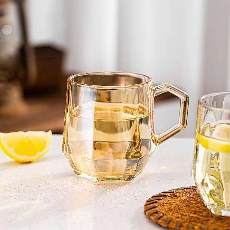 Amber hexagonala glas koppar