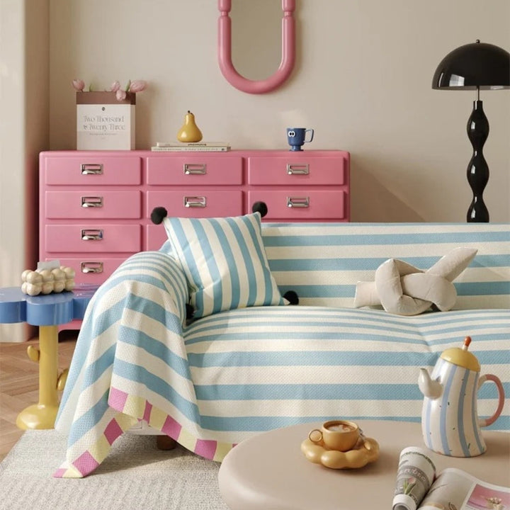 Atelier Pastellrandig Sofföverdrag