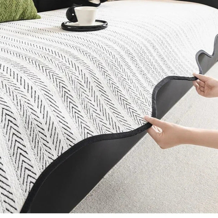 Aurivelle Herringbone Sofföverdrag med Vågig Kant