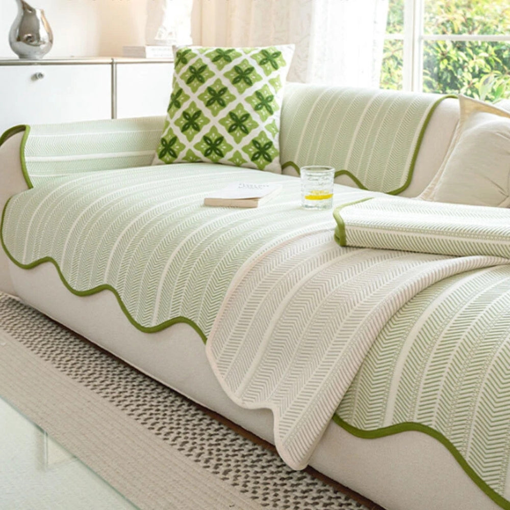 Aurivelle Herringbone Sofföverdrag med Vågig Kant