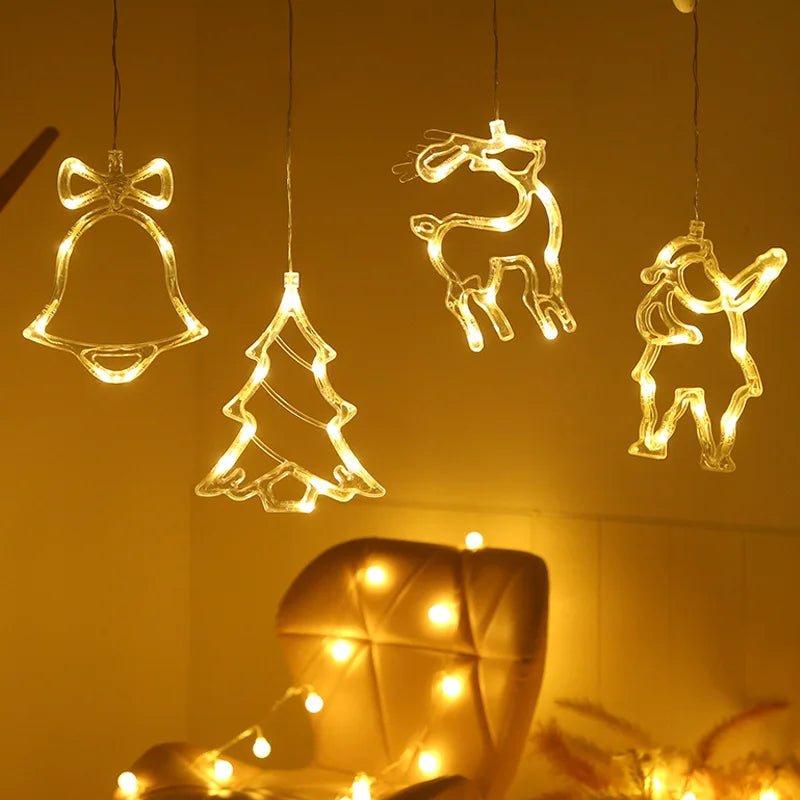 LED-julbelysning med sugkoppar för glas och speglar