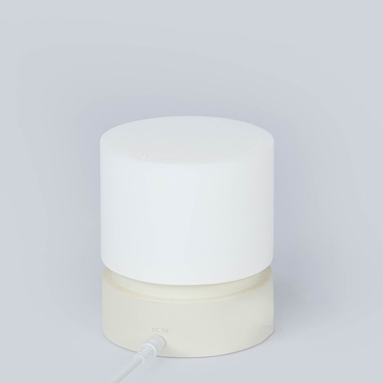 Samtida Nordisk Timer Uppladdningsbar ABS HIPS Silikon Cylinder LED Bordslampa Nattljus för Nattduksbord