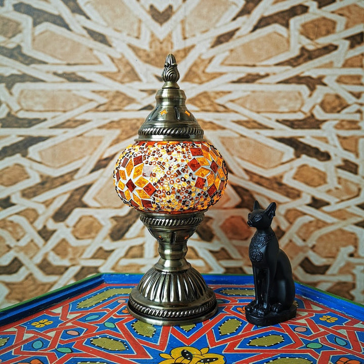 Traditionell Tiffany Oval Glas Järn 1-Lamps Bordslampa för Vardagsrummet