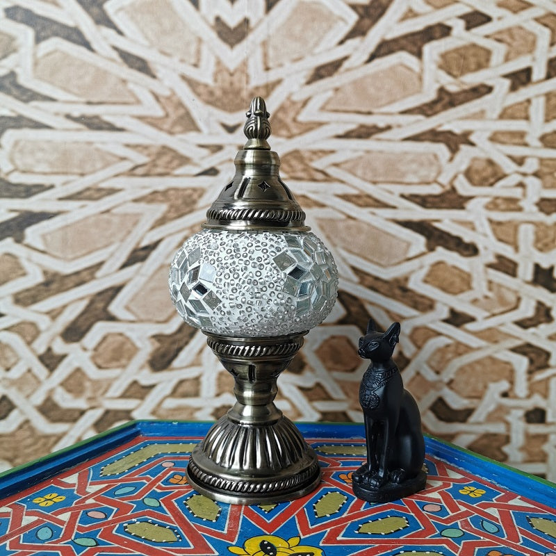 Traditionell Tiffany Oval Glas Järn 1-Lamps Bordslampa för Vardagsrummet