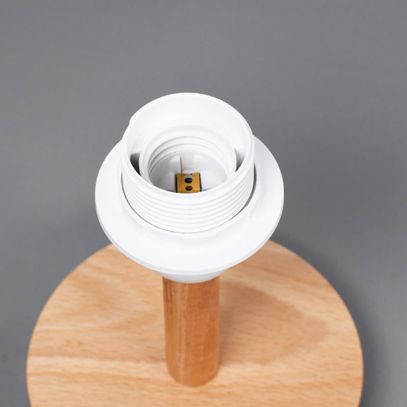 Traditionell japansk cylinder trä tyg 1-lamps bordslampa för vardagsrummet