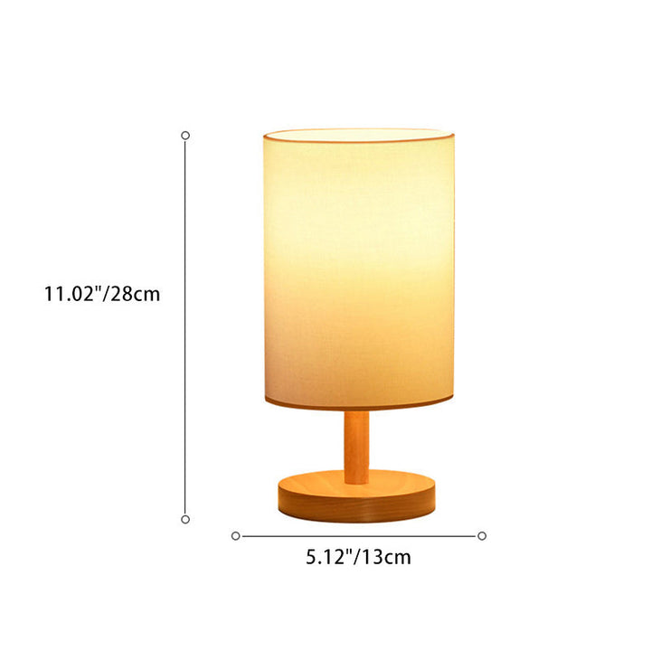 Traditionell japansk cylinder trä tyg 1-lamps bordslampa för vardagsrummet