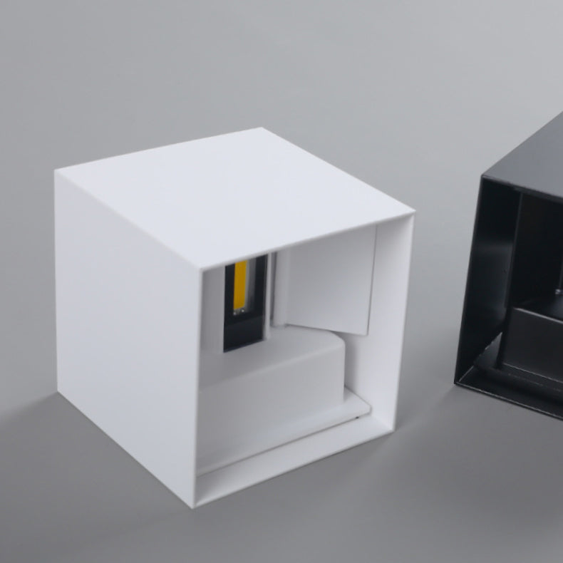 Modern Minimalist Vattentät Kub Upp Ner Aluminium Glas Induktions LED Vägglampa För Sovrum