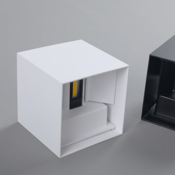Modern Minimalist Vattentät Kub Upp Ner Aluminium Glas Induktions LED Vägglampa För Sovrum
