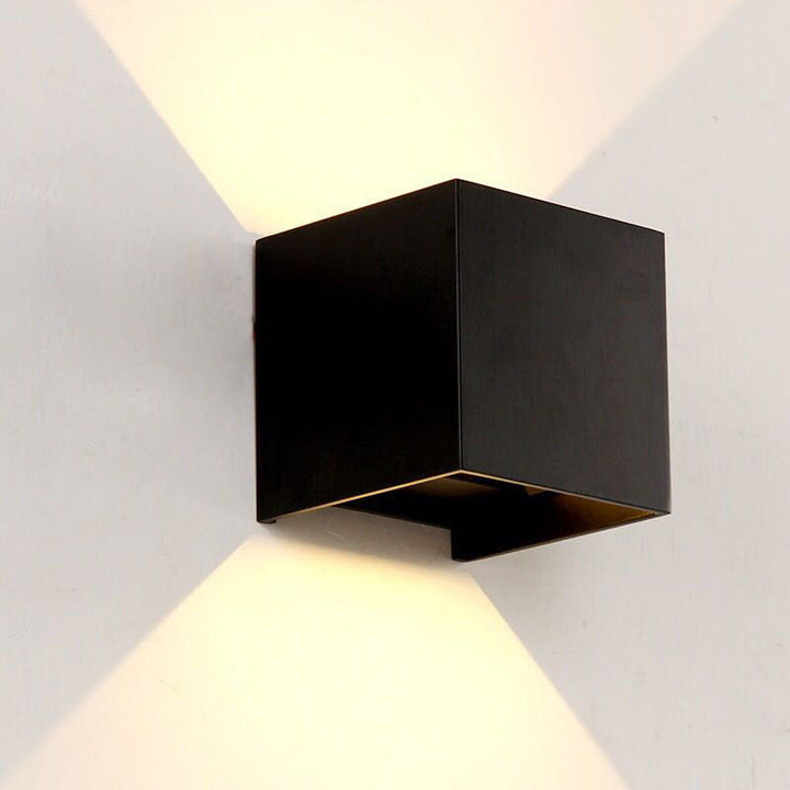 Modern Minimalist Vattentät Kub Upp Ner Aluminium Glas Induktions LED Vägglampa För Sovrum